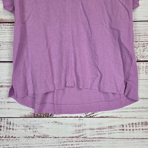 Splendid Shirt Womens Small Purple Linen Blend Short Sleeve High Low Hem Top NWT - Picture 5 of 10